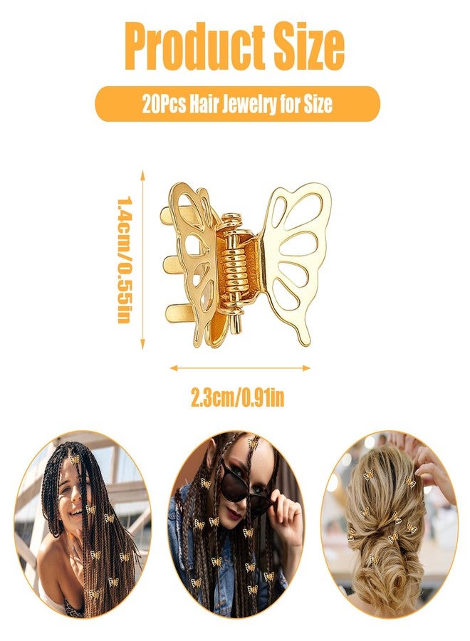 Nogeqi 20 Pcs Gold Butterfly Hair Clips for Women, Mini Hollow Butterfly Metal Claw Clips, Decorative Hair Rings for Braids Accessories,3D Gold Jewelry for Women Daily Prom Festival Styling - Image 5