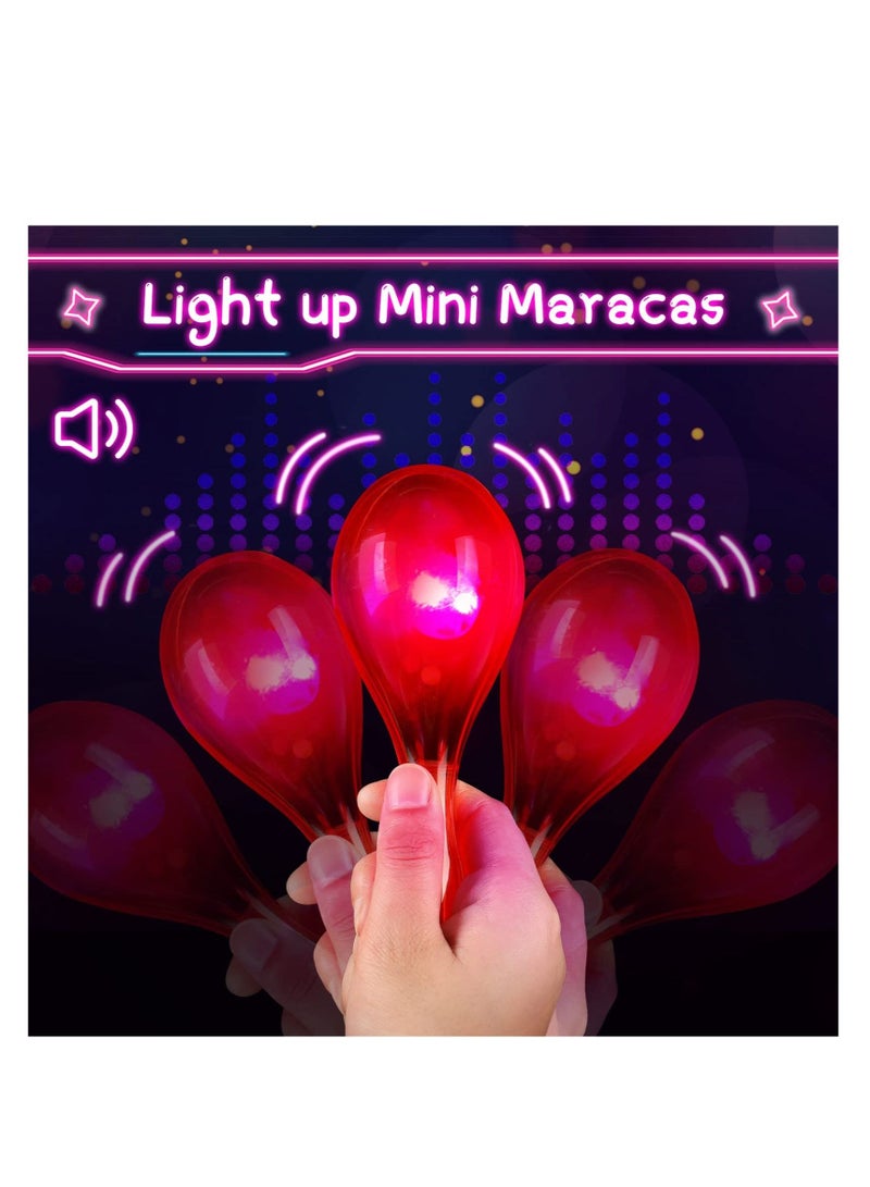 Excefore Maracas Fiesta Party Favors, LED Flashing Shaker Neon, 10 Pcs 6.3 Inch Light up Mini Plastic Maracas, Mexican Decorations Noisemaker, for Kids and Themed Birthday Party Decor (5 Colors) - Image 3