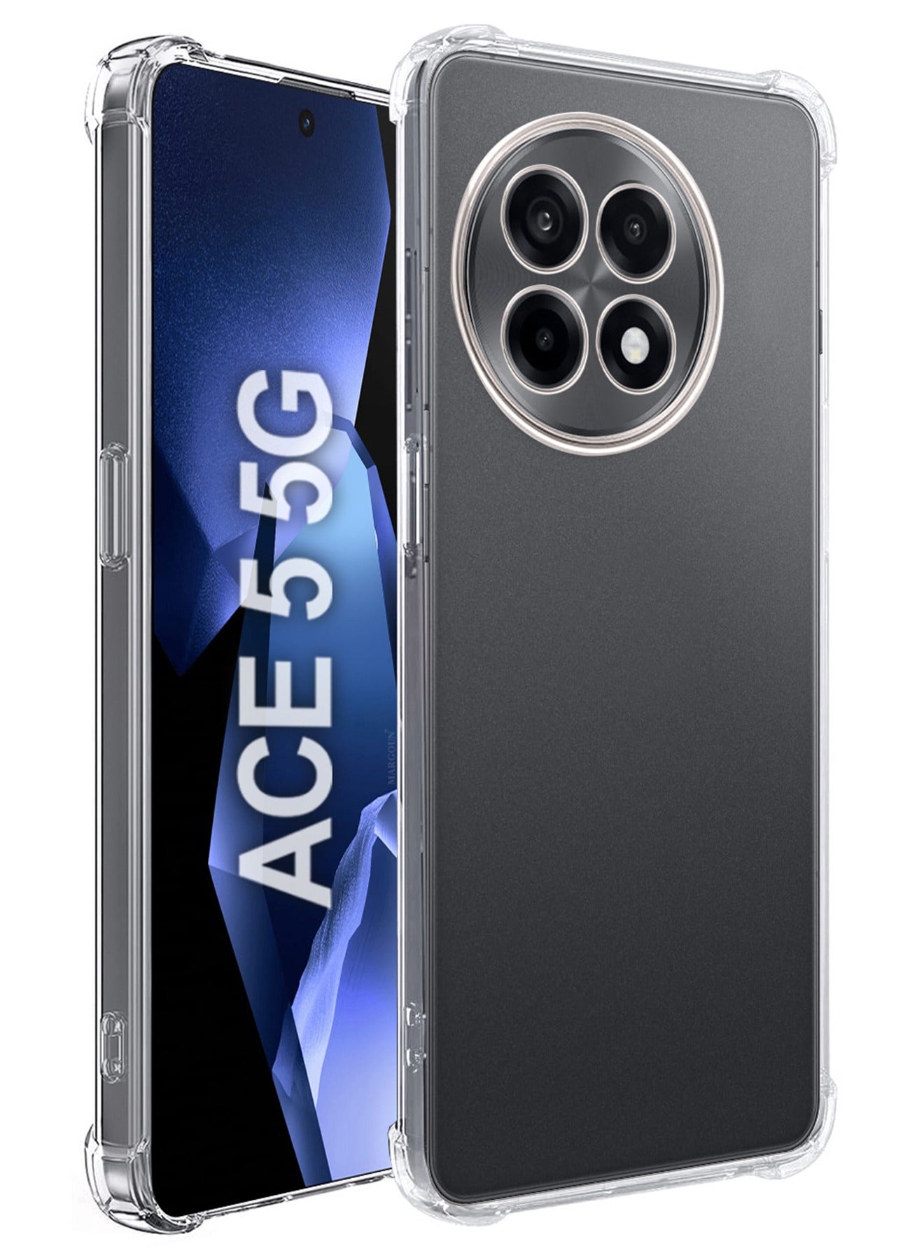 TPU Gorilla Case Cover for OnePlus ACE 5 5G, Phone Cover with Reinforced Corner Bumper Camera Protection Slim Fit Shockproof Flexible - Clear-1