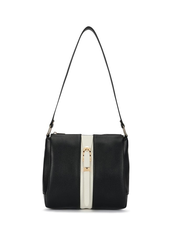 Fastrack Soft Serve Shoulder Bag for Women | Medium Size with Top Zip Closure, Buckle Detailing & Inner Organiser Pockets | Everyday Casual Shoulder Bag - Image 1