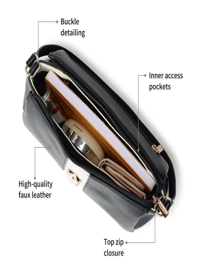 Fastrack Soft Serve Shoulder Bag for Women | Medium Size with Top Zip Closure, Buckle Detailing & Inner Organiser Pockets | Everyday Casual Shoulder Bag - Image 3