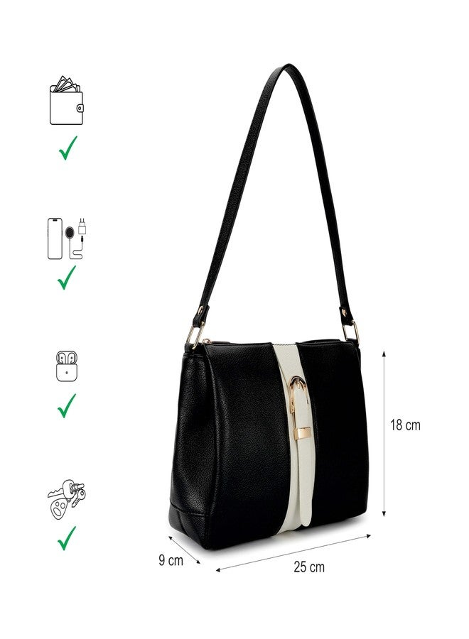 Fastrack Soft Serve Shoulder Bag for Women | Medium Size with Top Zip Closure, Buckle Detailing & Inner Organiser Pockets | Everyday Casual Shoulder Bag - Image 4