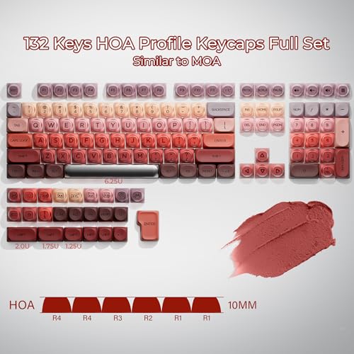 OHY Lipstick Keycaps, XVX HOA Profile Red Jelly Keyboard Keycap, 132-Key Cute Custom Keycaps for Mechanical Keyboards with Cherry/Gateron MX Switches-Berry Kiss (Only Keycap,No Keyboard) - Image 3