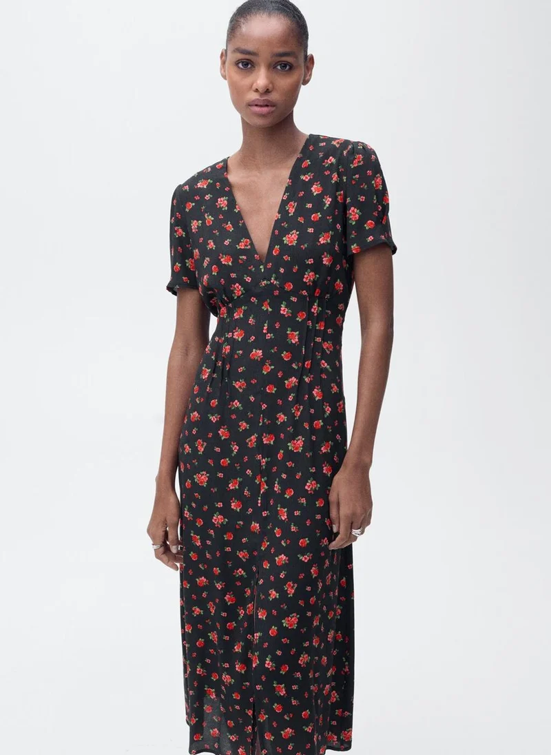 MANGO Floral Print Midi Dress