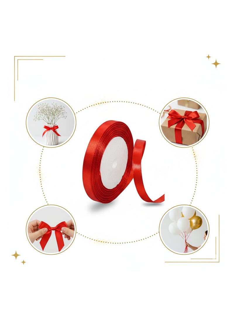 AMM Red Satin Ribbon 12mm x 25 Yards  Double Faced Polyester Ribbon for Gift Wrapping  Bows Wedding Decorations Party Favors Florals Sewing & Craft Supplies - Image 1