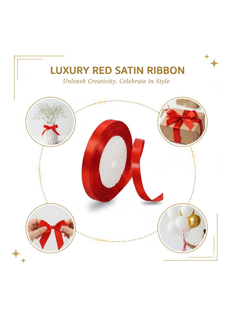 AMM Red Satin Ribbon 12mm x 25 Yards  Double Faced Polyester Ribbon for Gift Wrapping  Bows Wedding Decorations Party Favors Florals Sewing & Craft Supplies - Image 4