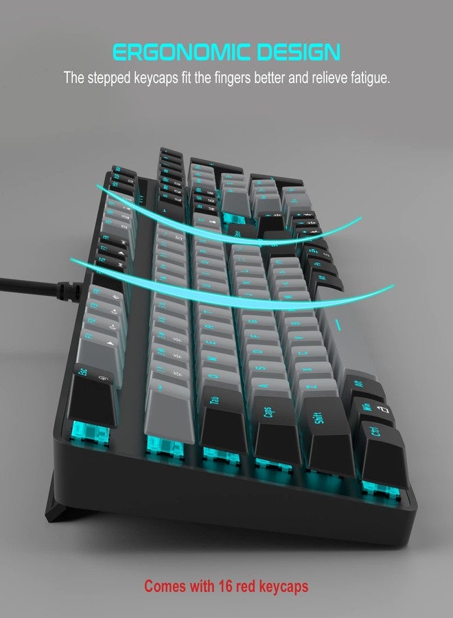 MageGee Mechanical Gaming Keyboard, New Upgraded 104 Keys Blue Backlit Keyboards with Blue Switches, USB Wired Mechanical Computer Keyboard for Laptop, Desktop, PC Gamers(Black & Gray) - Image 4