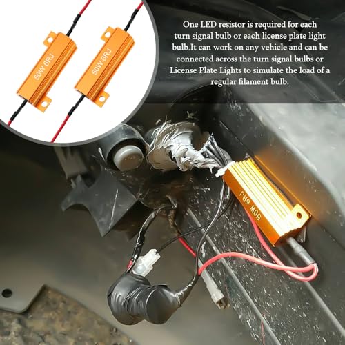 PACLVIO 4PCS Load Resistors, 50W 6Ohm Car Resistors, LED Turn Signal Resistor Flasher Adaptor, Aluminum Case Resistor for Fix LED Bulb Fast Hyper Flash Turn Signal Blink Error Code (6RJ, 4PCS) - Image 5