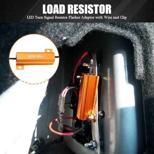 PACLVIO 4PCS Load Resistors, 50W 6Ohm Car Resistors, LED Turn Signal Resistor Flasher Adaptor, Aluminum Case Resistor for Fix LED Bulb Fast Hyper Flash Turn Signal Blink Error Code (6RJ, 4PCS) - Image 3