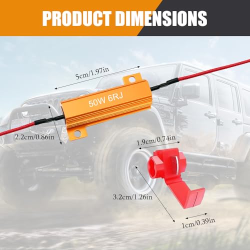 PACLVIO 4PCS Load Resistors, 50W 6Ohm Car Resistors, LED Turn Signal Resistor Flasher Adaptor, Aluminum Case Resistor for Fix LED Bulb Fast Hyper Flash Turn Signal Blink Error Code (6RJ, 4PCS) - Image 2
