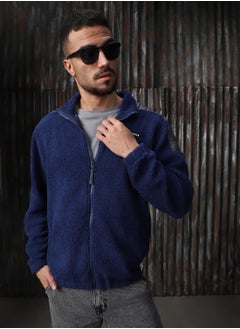 Men's Navy 100% Polyester Printed Oversized Sweatshirt