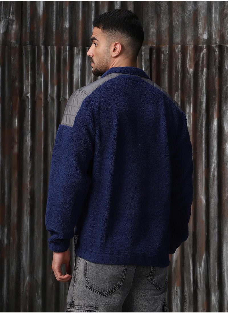 HIGH STAR - Men's Navy 100% Polyester Printed Oversized Sweatshirt - Image 1