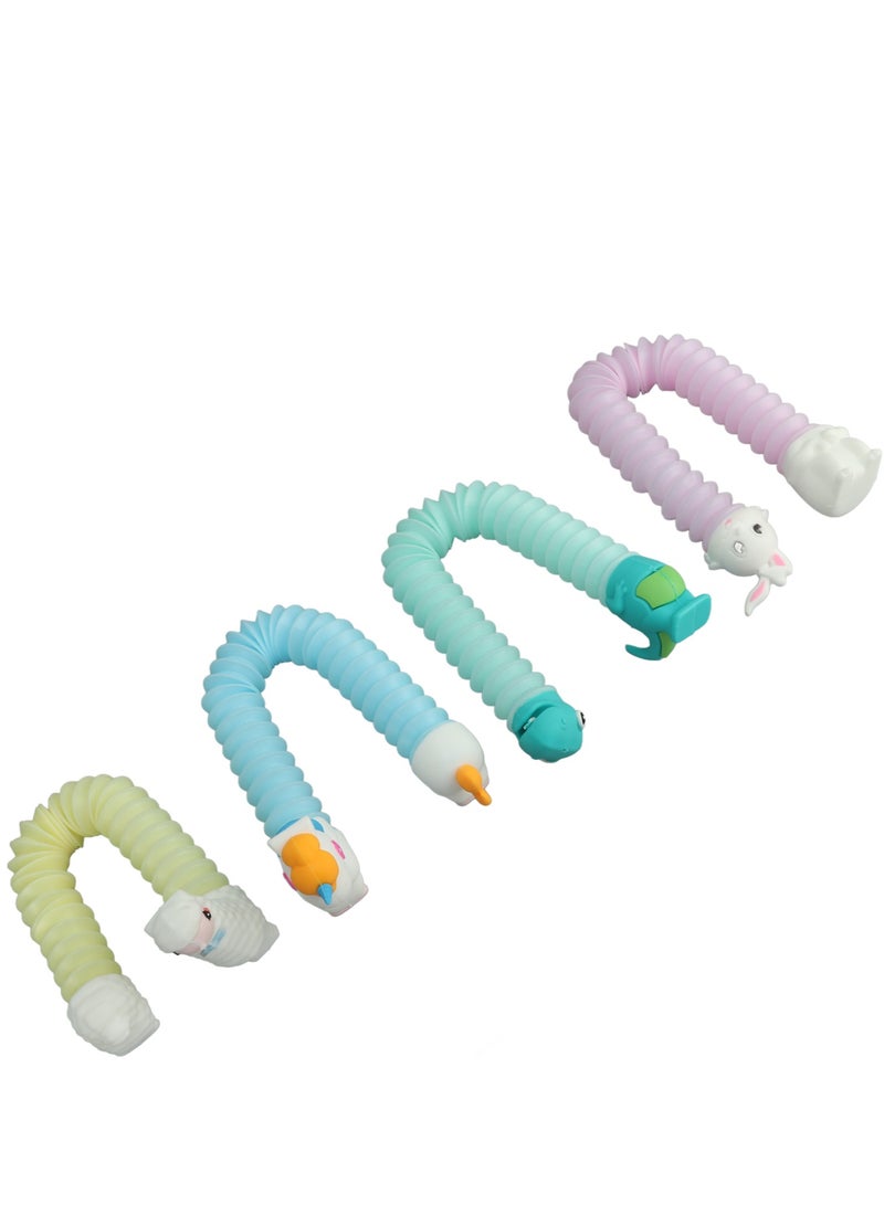 Velaurs 4Pcs Stretchable Cartoon Telescopic Tube Cartoon Decompression Children's Toy Random Color - Image 1