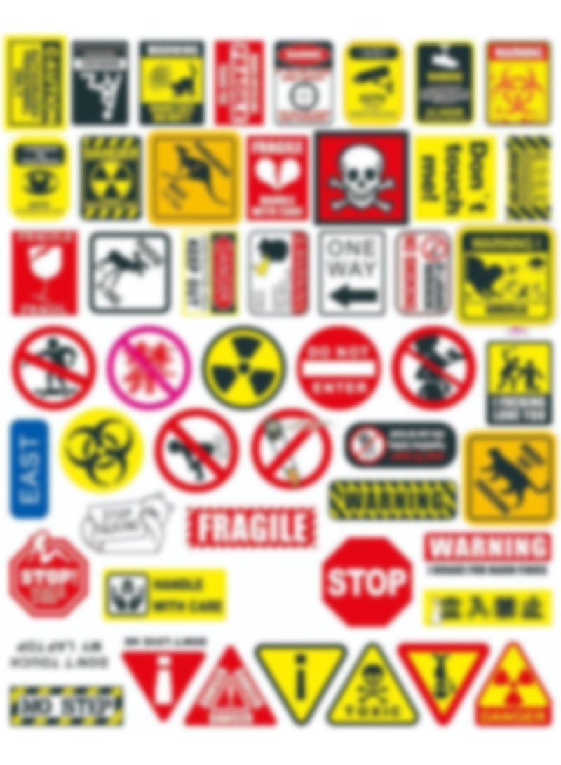YUJA 100Pcs Traffic Signs Decals Funny Traffic Warning Signs Stickers Workplace Safety Signs Graphics Exit Sign - Image 2