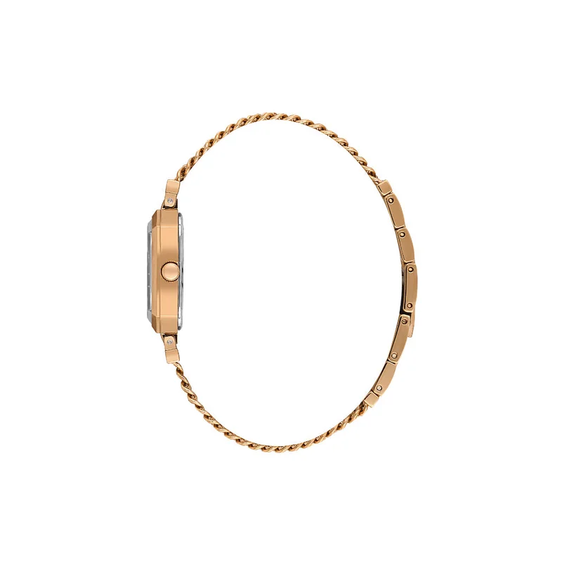 DANIEL KLEIN Women's Stainless Steel Rose Gold Alloy Case Analog Rose Gold Square Emboss Dial Japanese Quartz Premium 30 Meters Water Resistant