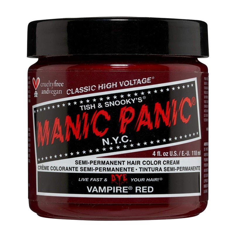 MANIC PANIC Classic Vampire Red Semi Permanent Hair Color - Deep Blood Red Hair Dye for Women & Men That Lasts 4-6 Weeks - Vegan, Ammonia & Cruelty-Free - Create & Mix Custom Shades (4oz) - Image 1