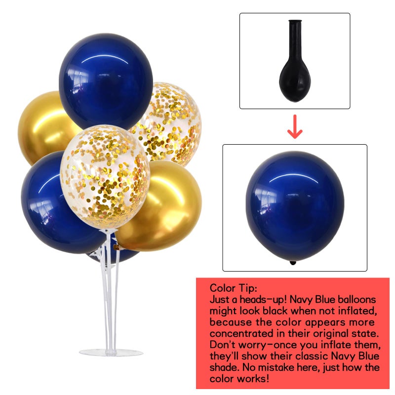 TONIFUL 6 Set Navy Blue Gold Balloon Centerpieces for Table,Balloon Arch Kit for Graduation Decorations 2026 Class of 2026 Party Decorations,Retirement,Anniversary,Birthday Decoration - Image 2