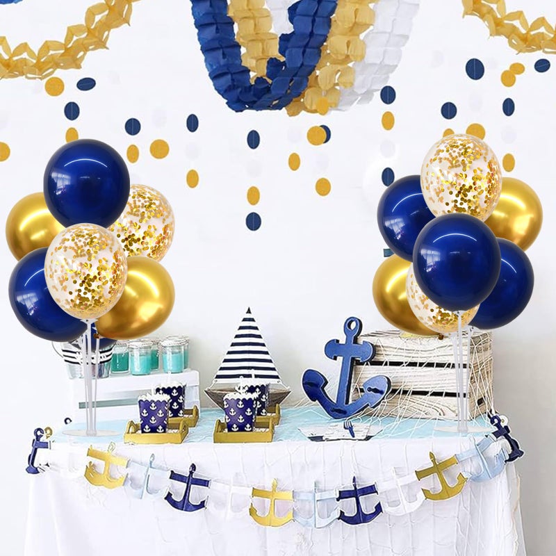 TONIFUL 6 Set Navy Blue Gold Balloon Centerpieces for Table,Balloon Arch Kit for Graduation Decorations 2026 Class of 2026 Party Decorations,Retirement,Anniversary,Birthday Decoration - Image 5