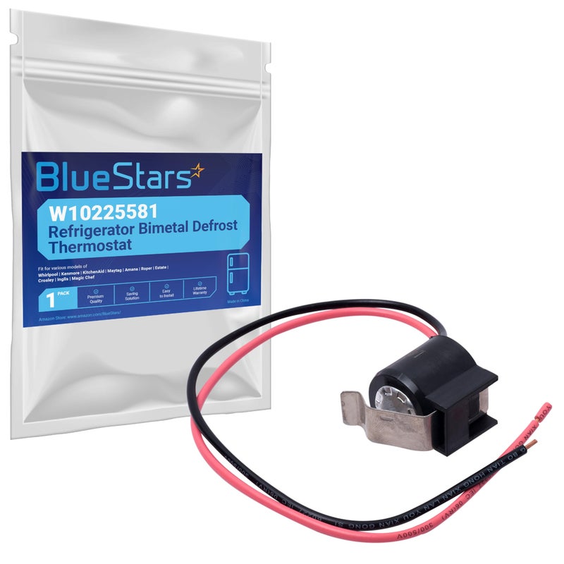 ترموستات إزالة الصقيع ثنائي المعدن بديل لثلاجة BlueStars W10225581 متوافق مع Whirlpool Kenmore يستبدل WPW10225581 PS11750673 AP6017375 2188824 2321799 W10260437