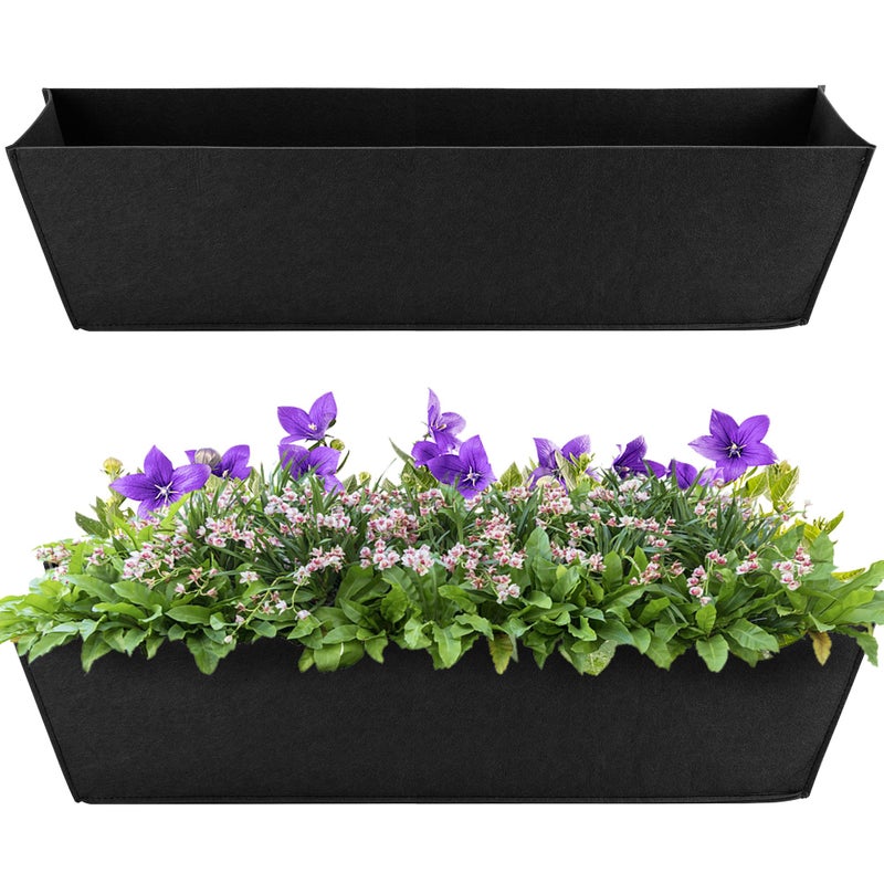 Adnee 2 Pcs 30 Inch Fabric Plant Window Box LinersRectangular NonWoven Planter Basket LinerBlack Felt Flower Hanging Basket for Outdoor Garden Wall Hanging Planter Flower Vegetables - Image 2