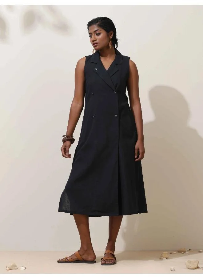 ترو برونز trueBrowns Black Green Cotton Dress