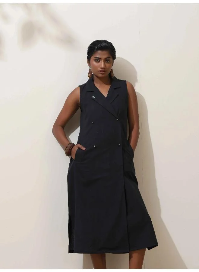 trueBrowns trueBrowns Black Green Cotton Dress