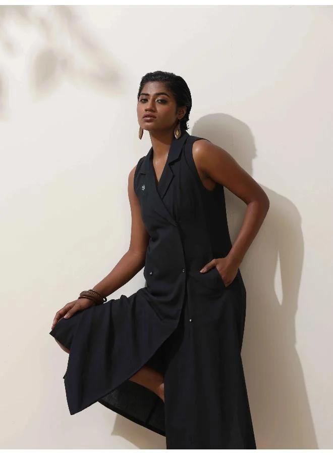 trueBrowns trueBrowns Black Green Cotton Dress