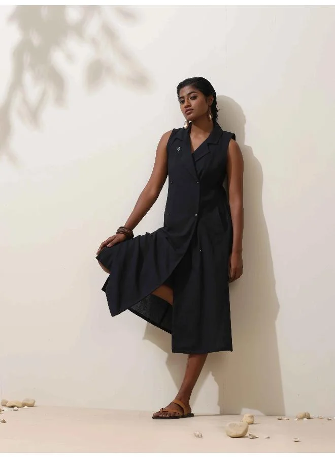 trueBrowns trueBrowns Black Green Cotton Dress