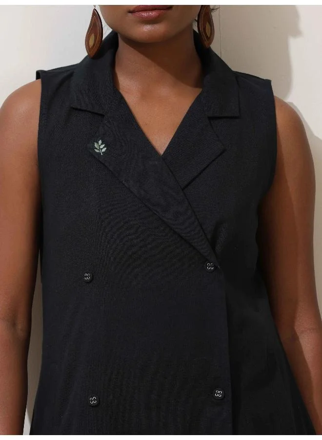 trueBrowns trueBrowns Black Green Cotton Dress