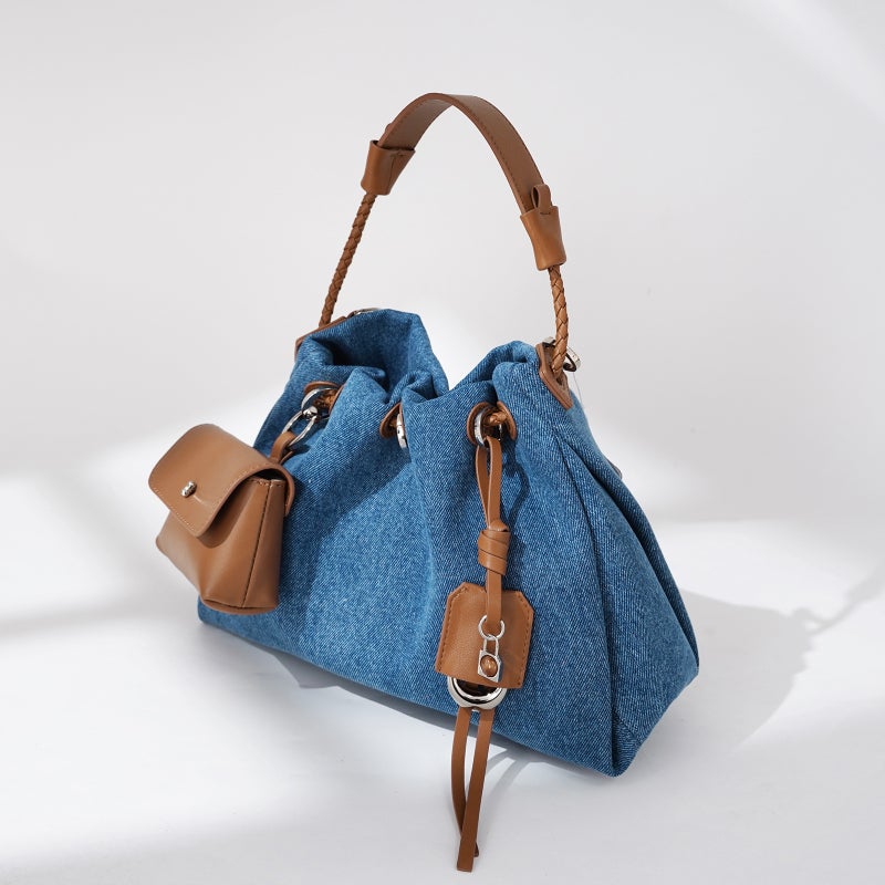 Denim Series Handbag Leather Niche Design High-End Fashion Simple New Crossbody Bag - Image 2