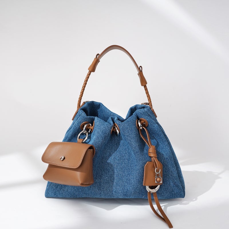 Denim Series Handbag Leather Niche Design High-End Fashion Simple New Crossbody Bag - Image 3