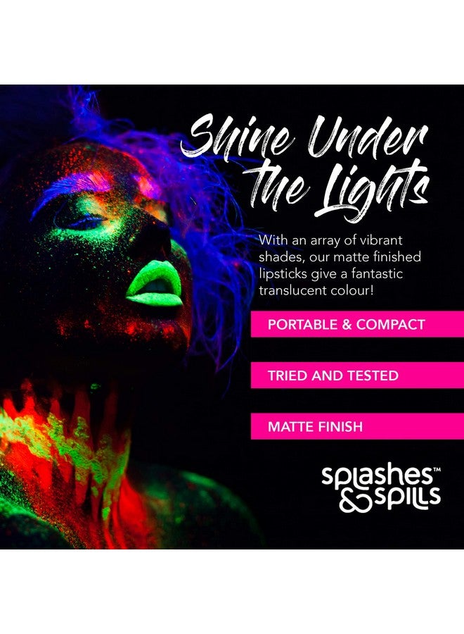 Splashes & Spills Uv Blacklight Lipstick 6 Color Variety Pack 3.7G Day Or Night Stage Clubbing Or Costume Makeup - Image 2