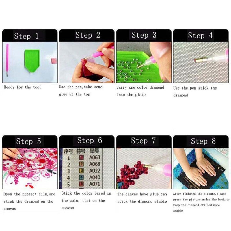 مجموعة أدوات الرسم بالألماس بتقنية 5D من قطع الراتنج على قماش فني - أدوات حرفية لصنع روائع متلألئة للاسترخاء - Image 4