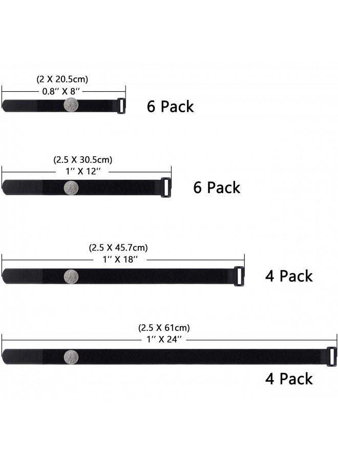Wisdompro 20 Pack (8 12 18 24 Inches) Hook and Loop Reusable Fastening Cable Tie Down Straps by Wisdompro - Reusable, Durable Functional Ties to Keep Your Home, Office, Workspace from Tangled Messes of Cords - Image 2