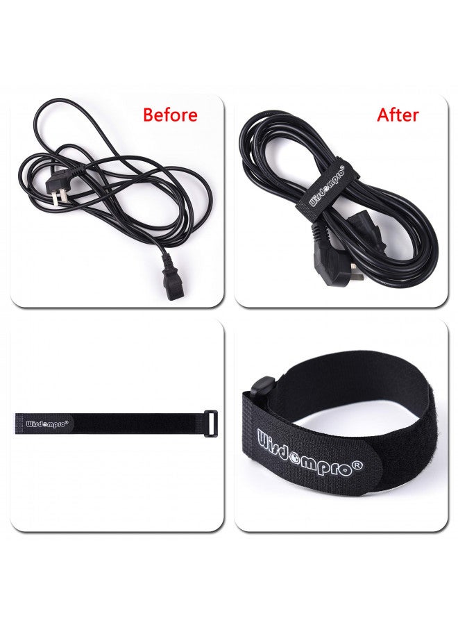 Wisdompro 20 Pack (8 12 18 24 Inches) Hook and Loop Reusable Fastening Cable Tie Down Straps by Wisdompro - Reusable, Durable Functional Ties to Keep Your Home, Office, Workspace from Tangled Messes of Cords - Image 3