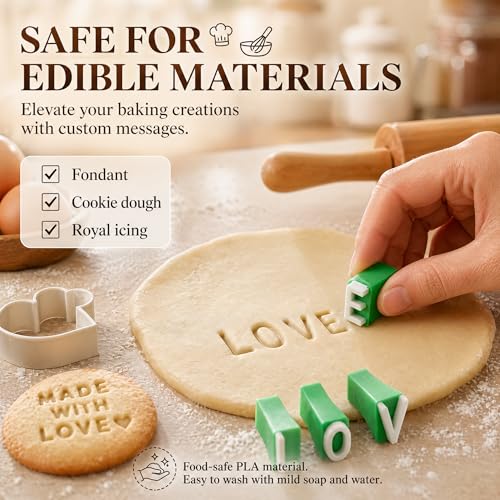 Jxueych Alphabet Stamps Set for Clay Pottery, Polymer Clay Stamps, Uppercase Alphabet and Numbers Small Press Fondant Embosser DIY Cookie Stamps - Image 5