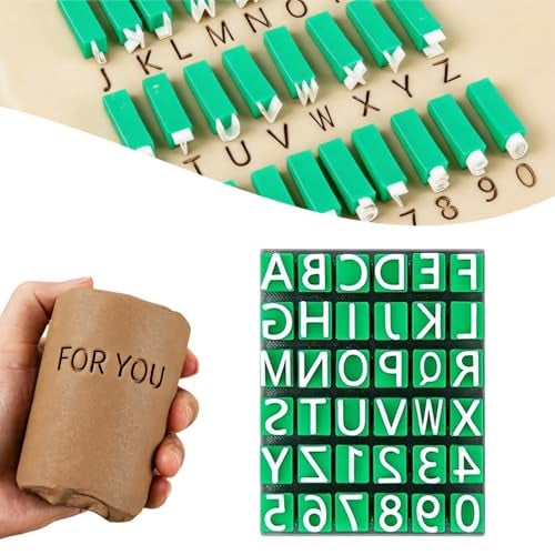 Jxueych Alphabet Stamps Set for Clay Pottery, Polymer Clay Stamps, Uppercase Alphabet and Numbers Small Press Fondant Embosser DIY Cookie Stamps - Image 1