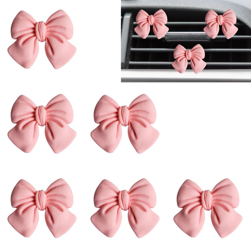 Car Air Freshener: 6pcs Pink Bow Design - Long-Lasting Fragrance Diffusion, Multi-Scene Versatility Auto Fragrance for Women, Car Decor, Home, Office - Image 1