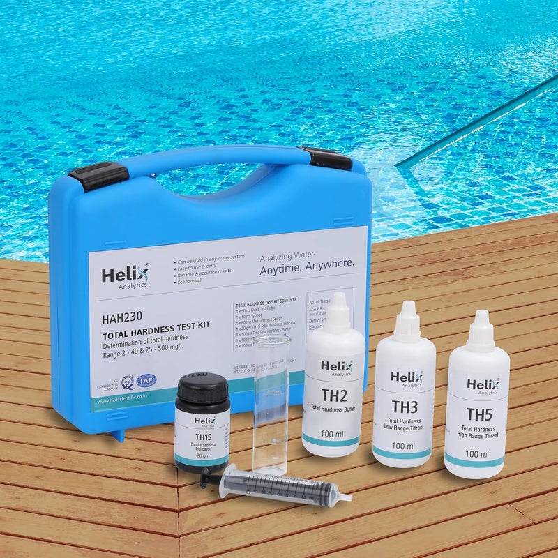 Helix Total Hardness test kit Quick and Easy Hard Water Test for soft water & Hard Water. Determination of Total Hardness Test Range 2-40, 25-500, mg/l as CaCO3 (250 Test) - Image 4