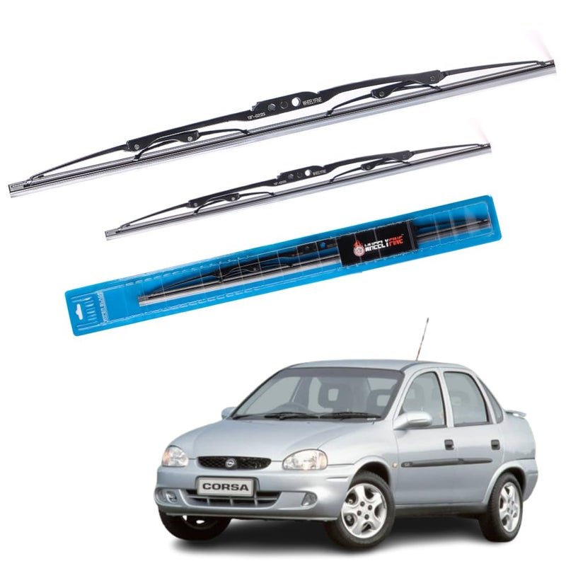 Wheelyfine Car Wiper Blades | Metal Frame | Water Repellent Windshield Wipers | Blade Refills For Opel Corsa (2000-2005) Dr 18"/Pa 18" - Image 1