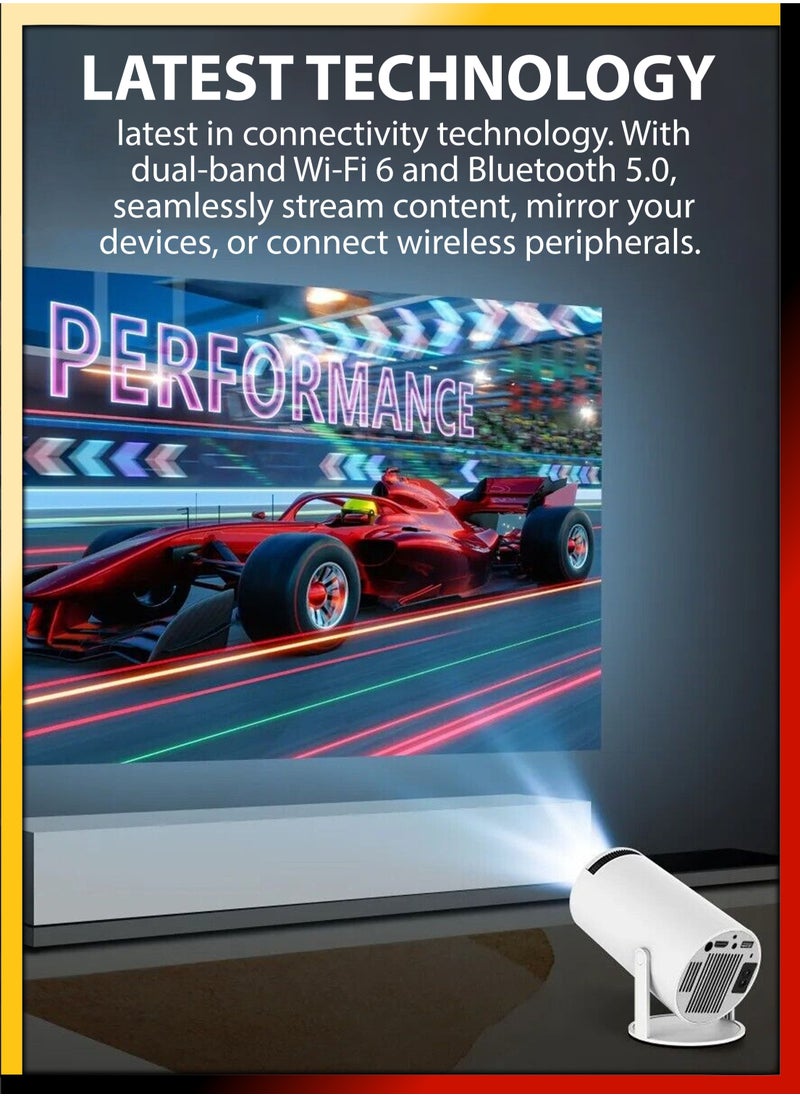 JAJEEK - 120ANSI Lumens HD Smart Projector – Android 11, Portable Mini Cinema with 130 Inches Screen Display, 4K Support, 180° Rotating Screen, Home Movie Theater, Gaming, Video Presentations, Mobile Phone Projection - Image 1