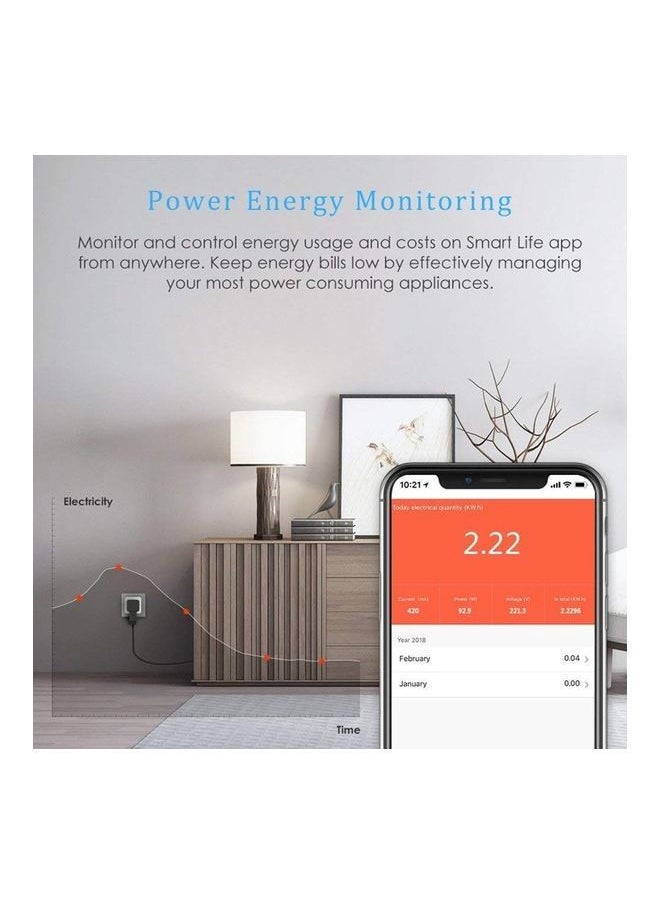 NIBEMINENT - WiFi Compatible Socket with Smart Life App White - Image 1