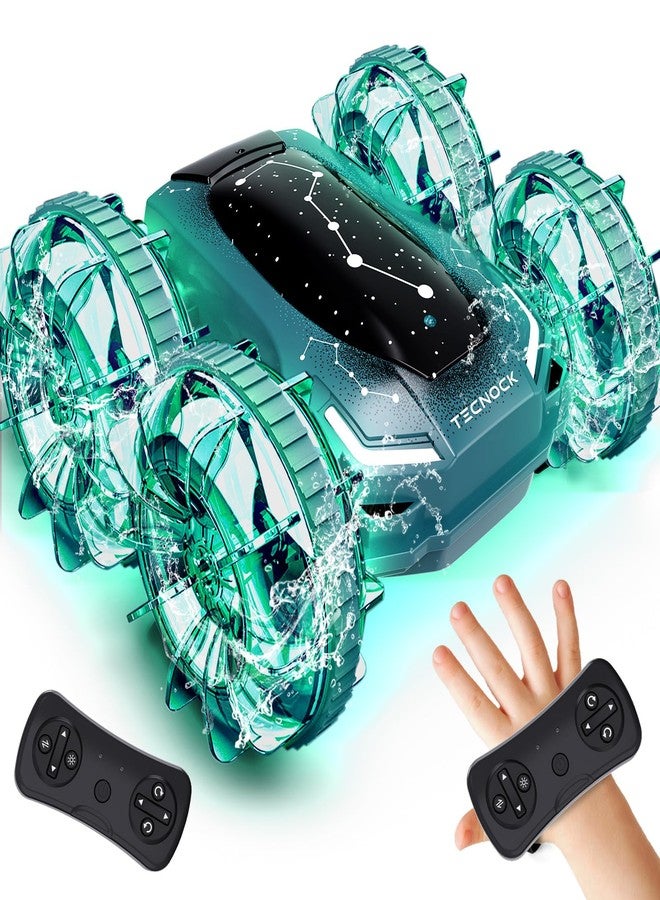 Tecnock Amphibious Remote Control Car Boat, 4WD Gesture RC Cars with Magnetic Charging, 60 Min Playtime, LED Lights, Pool Toys for Kids Ages 6-12, Gift Toys for Boys Girls - Image 1