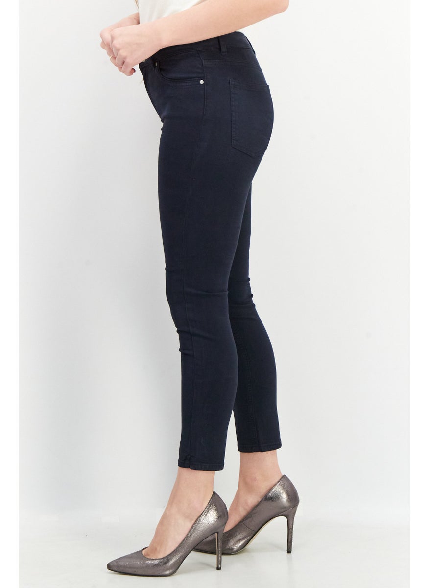 EDC - Women Skinny Fit Solid Stretchable Jeans, Dark Navy - Image 1