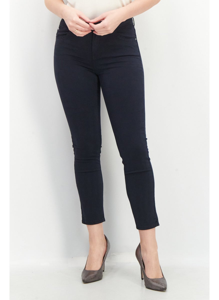 EDC - Women Skinny Fit Solid Stretchable Jeans, Dark Navy - Image 1