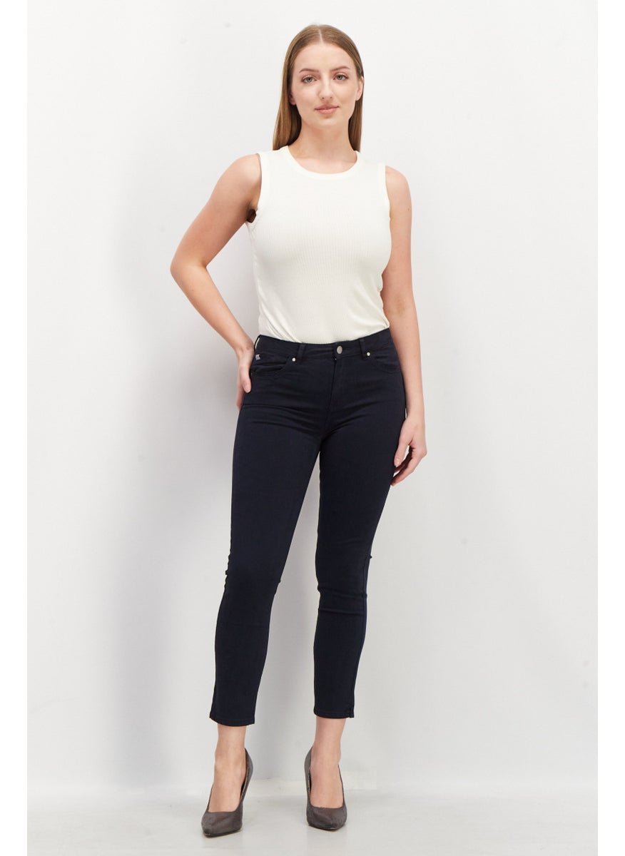 EDC - Women Skinny Fit Solid Stretchable Jeans, Dark Navy - Image 1