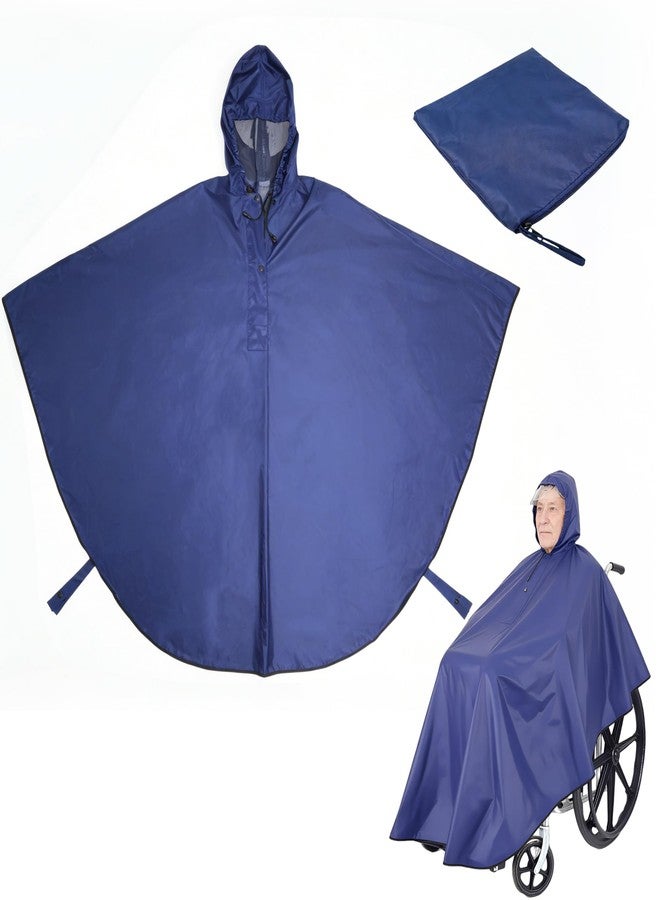 Wheelchair Raincoat, Waterproof Wheelchair Poncho, Mobility Scooter Rain Cover, Waterproof, Windproof, Transparent Hood, Reflective Strap, For Outdoor Use (Blue) - Image 1