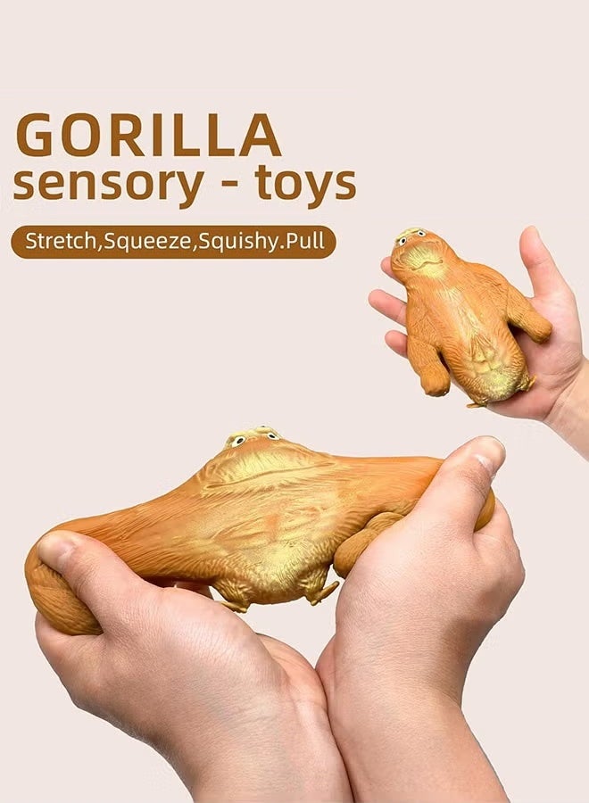 2 Pcs Squishy Monkey Decompress and Squeeze Stress Toy Animal Styling Stress Relief Stretchy Toys Stress Relief Squishy Monkey Toy Elastic and Soft Fidget Toy, Gift for Children and Adults Birthday - Image 3