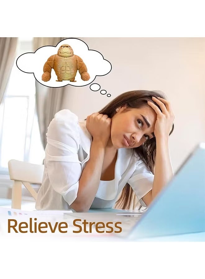 2 Pcs Squishy Monkey Decompress and Squeeze Stress Toy Animal Styling Stress Relief Stretchy Toys Stress Relief Squishy Monkey Toy Elastic and Soft Fidget Toy, Gift for Children and Adults Birthday - Image 5
