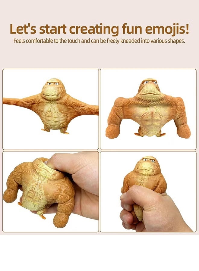 2 Pcs Squishy Monkey Decompress and Squeeze Stress Toy Animal Styling Stress Relief Stretchy Toys Stress Relief Squishy Monkey Toy Elastic and Soft Fidget Toy, Gift for Children and Adults Birthday - Image 4